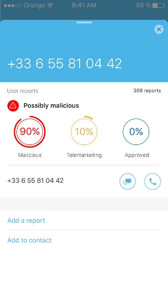 Screenshot from the app